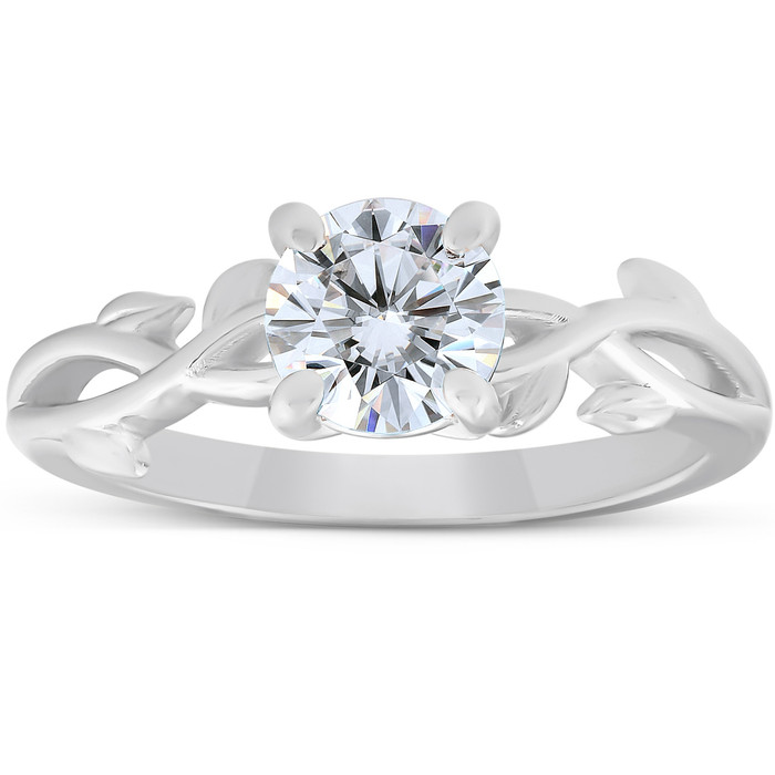 1 1/4 ct Solitaire Moissanite Vine Engagement Ring 14k White Gold 1 1/4 ct Solitaire Moissanite Vine Engagement Ring 14k White Gold