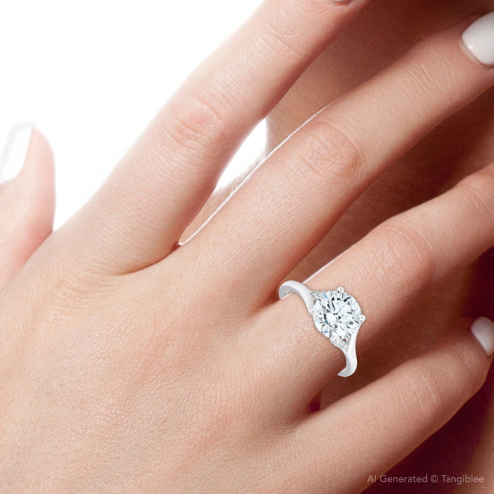 2 1/2 Ct Moissanite & Diamond Engagement Ring 14k White Gold