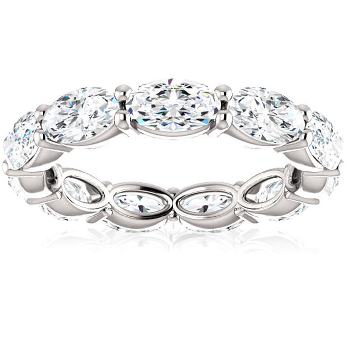 4 Ct Oval Moissanite Eternity Ring 14k White Gold