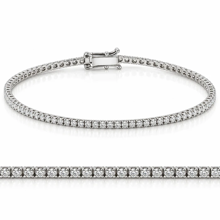 2ct Lab Grown Diamond Tennis Bracelet 14K White Gold 7"