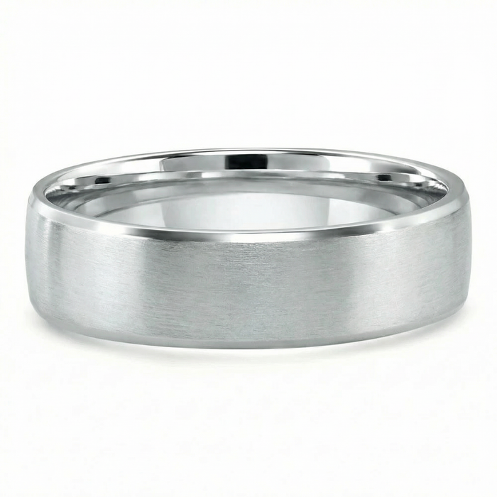 Men's Brushed Beveled Edge Weddign Band 14k Gold or Platinum