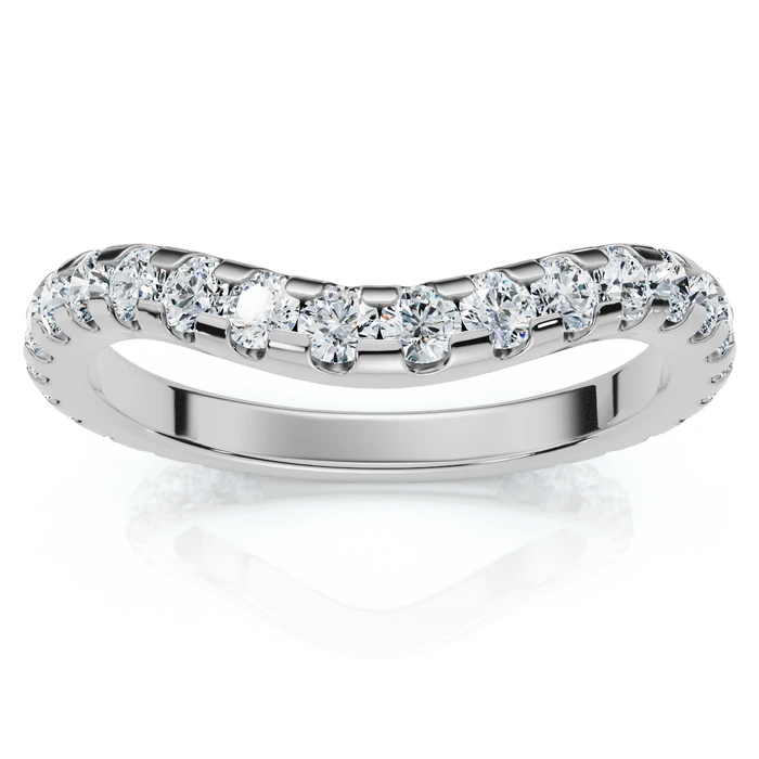 3/4Ct Curved Pave Diamond Wedding Anniversary Ring 14k Gold Lab Grown