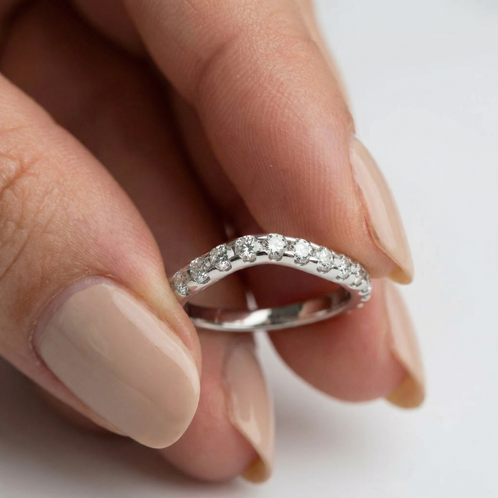 3/4Ct Curved Pave Diamond Wedding Anniversary Ring 14k Gold Lab Grown