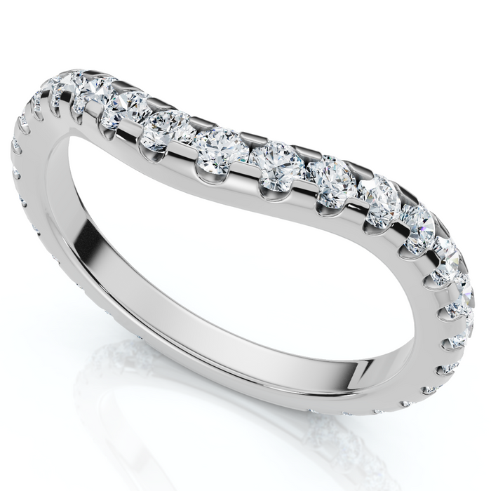 3/4Ct Curved Pave Diamond Wedding Anniversary Ring 14k Gold Lab Grown