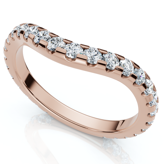 3/4Ct Curved Pave Diamond Wedding Anniversary Ring 14k Gold Lab Grown