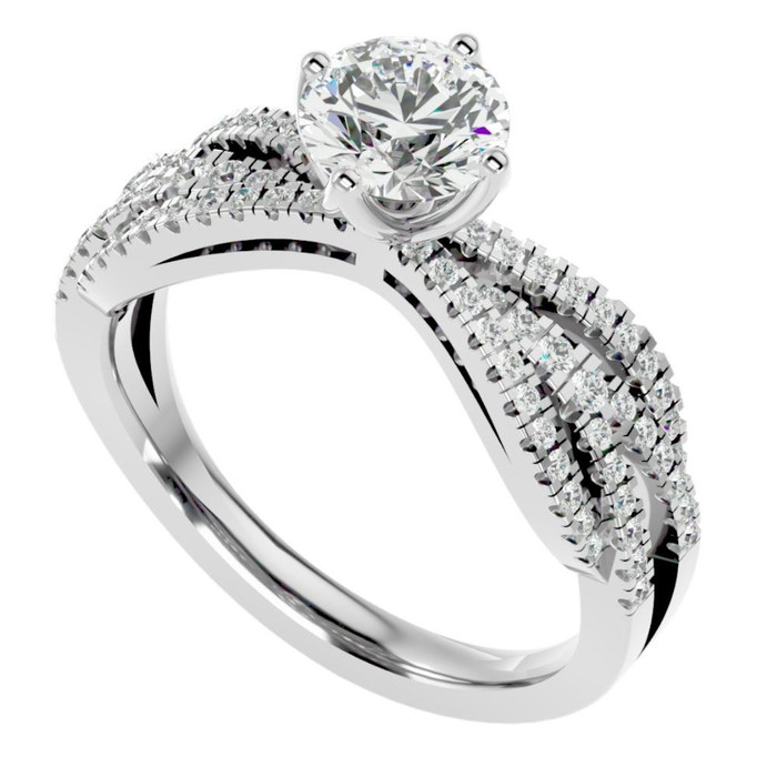 1 1/3Ct Moissanite & Diamond Multi Row Engagement Ring White Yellow Rose Gold 1 1/3Ct Moissanite & Diamond Multi Row Engagement Ring White Yellow Rose Gold