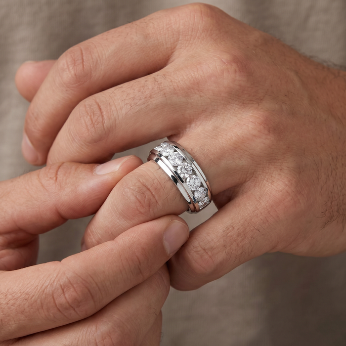 4Ct Men's Diamond Ring in 10k Gold Lab Grown