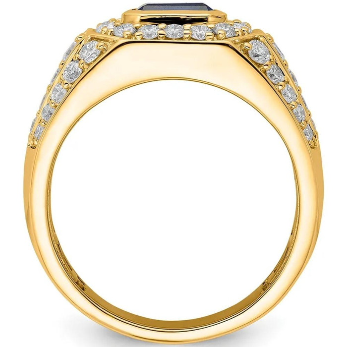 4 1/2Ct TW Men's Created Sapphire & Lab Grown Diamond Ring in 10k Yellow Gold 4 1/2Ct TW Men's Created Sapphire & Lab Grown Diamond Ring in 10k Yellow Gold