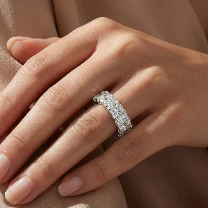 11 1/2Ct TW Radiant Cut Diamond Eternity Ring 14k Gold or Platinum Lab Grown