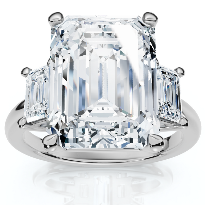 Certified 6 3/4Ct Rachel Emerald Cut Diamond Engagement Ring 14k Gold