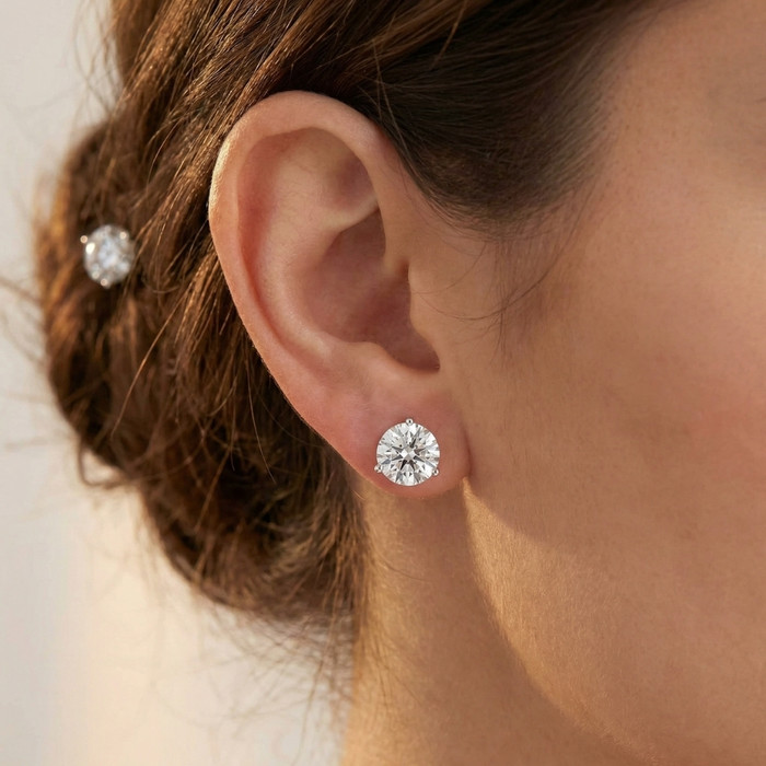 3.20 Ct TW 14k White Gold Lab Grown Round-Cut Diamond Martini Studs