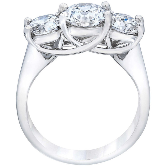3 1/4Ct TW Round Diamond Three Stone Engagement Ring 14k White Gold Lab Grown