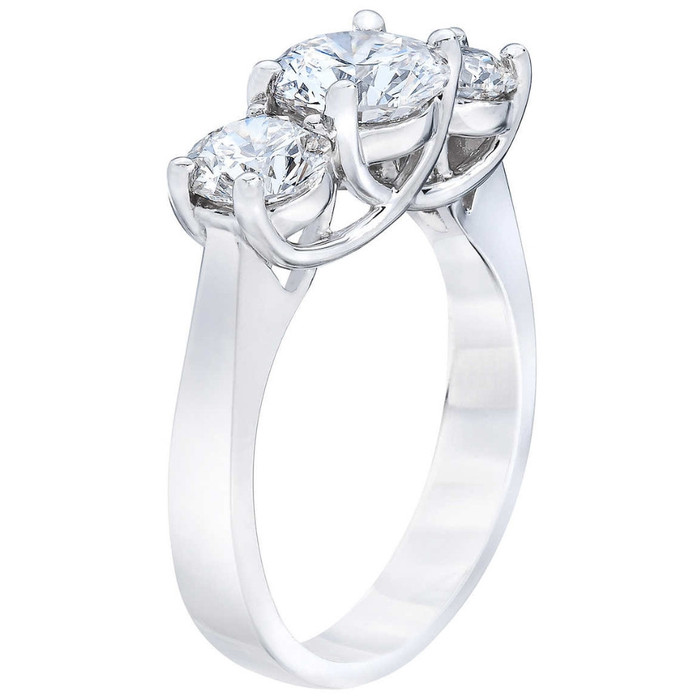 3 1/4Ct TW Round Diamond Three Stone Engagement Ring 14k White Gold Lab Grown