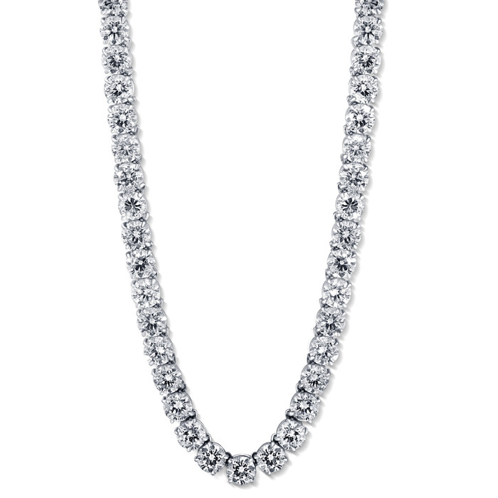 Huge 69 Ct Diamond Tennis Necklace 14K White Gold 18" Lab Grown