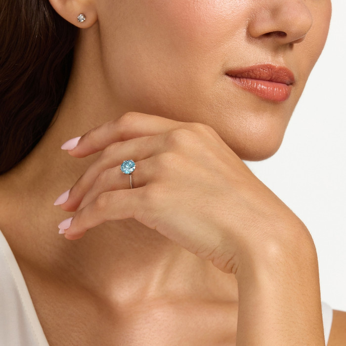 2Ct Blue Diamond Solitaire Engagement Ring in 14k White or Yellow Gold Lab Grown