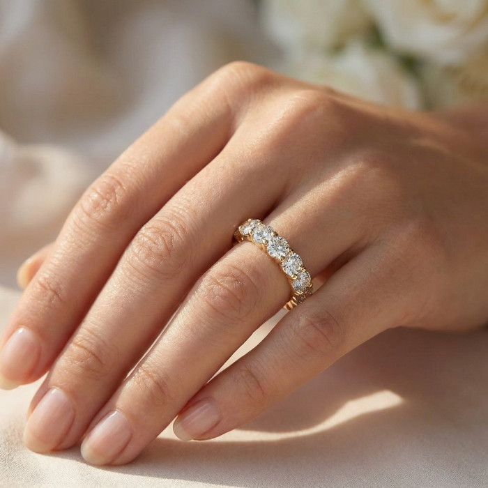 5Ct Diamond Eternity Ring Lab Grown 14k Yellow Gold