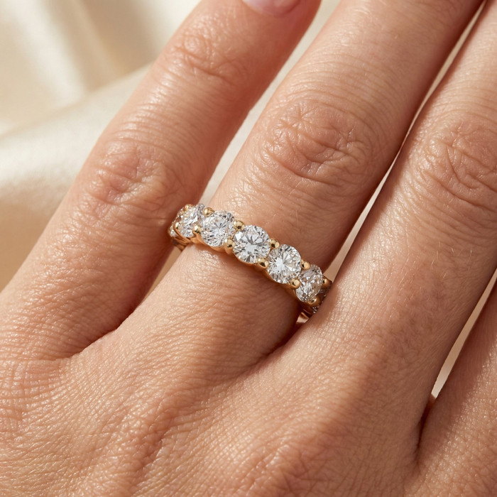 5Ct Diamond Eternity Ring Lab Grown 14k Yellow Gold
