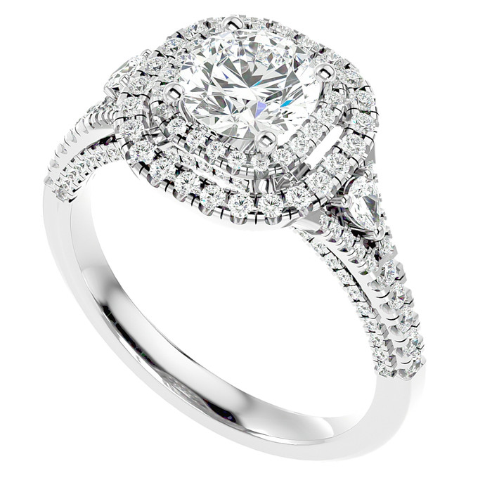 1 5/8Ct Diamond & Moissanite Cushion Halo Engagement Ring in 10k Gold 1 5/8Ct Diamond & Moissanite Cushion Halo Engagement Ring in 10k Gold