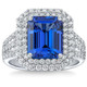 4 1/2Ct TW Emerald Cut Tanzanite & Lab Grown Diamond Ring in 14k White Gold 4 1/2Ct TW Emerald Cut Tanzanite & Lab Grown Diamond Ring in 14k White Gold