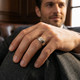 1/16Ct TW Three Stone Men's Brushed Diamond Lab Grown Wedding Ring in 14k Gold