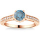 1 1/4Ct Blue Diamond Vintage Engagement Ring 14k Rose Gold