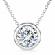 1 1/2Ct Solitaire Round Cut Lab Grown Diamond Bezel 14k Gold Necklace Pendant