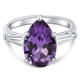 5Ct Pear Shape Amethyst & Moissanite Ring 14k White Gold