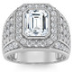 3Ct Emerald Cut Diamond Men's Ring in White, Yellow or Rose Gold Lab Grown
