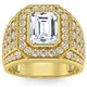 3Ct Emerald Cut Diamond Men's Ring in White, Yellow or Rose Gold Lab Grown