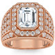 3Ct Emerald Cut Diamond Men's Ring in White, Yellow or Rose Gold Lab Grown