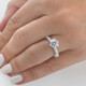 2Ct Round Cut Moissanite & Diamond Ring in 14k Gold With Side Halo