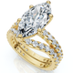 Certified 4 1/2Ct Marquise Diamond Wedding Engagement Ring Set 14k Gold Lab Grow