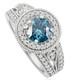 2 3/4Ct Blue & White Diamond Halo Vintage Engagement Ring 10k White Gold