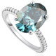 2 1/2Ct Blue Oval Diamond Engagement Ring in 14k White Gold