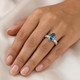 6Ct Blue & White Diamond Engagement Eternity Ring 14k White Gold Lab Grown