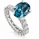 6Ct Blue & White Diamond Engagement Eternity Ring 14k White Gold Lab Grown