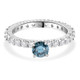 1 1/3Ct Blue & White Diamond Eternity Engagement Ring 14k White Gold