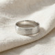 Men's Brushed Hammered Wedding Band 14k Gold Ring