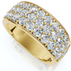 1 1/2Ct Pave 3-Row Diamond Wedding Anniversary Ring 10k Gold Lab Grown