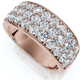 1 1/2Ct Pave 3-Row Diamond Wedding Anniversary Ring 10k Gold Lab Grown