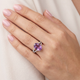 4 3/4Ct Amethyst Diamond Split Shank Engagement Ring 14k White or Yellow Gold