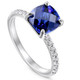 VS 2 1/3Ct TW Cushion Blue Sapphire & Diamond Ring in 14k White Gold
