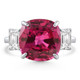8.50Ct Cushion Ruby & Emerald Cut Diamond Ring 14k White Gold Lab Grown