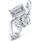 2 1/4Ct TW Toi et Moi Oval And Emerald Cut Engagement Ring White Gold Lab Grown