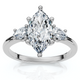 1 1/3Ct Marquise & Pear Shape Diamond 3 Stone Engagement Ring 14k Gold Lab Grown