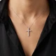 1/3 Ct Lab Diamond Cross Pendant Necklace 18" White Gold 21mm Tall