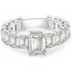 VS 7 1/2Ct Emerald Cut Diamond Engagement Ring 3/4 Eternity 14k Gold Lab Grown