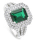 4 1/2Ct TW Emerald Cut Emerald & Lab Grown Diamond Ring in 14k White Gold