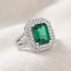 Certified 6Ct Aria Emerald Diamond Engagement Ring 14k Gold/Platinum Lab Grown