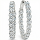 5 1/2Ct Diamond Inside Outside Hoops 14 Gold Earrings Lab Grown 1" Tall